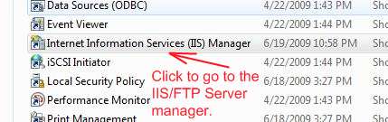 ftp iis server settings view