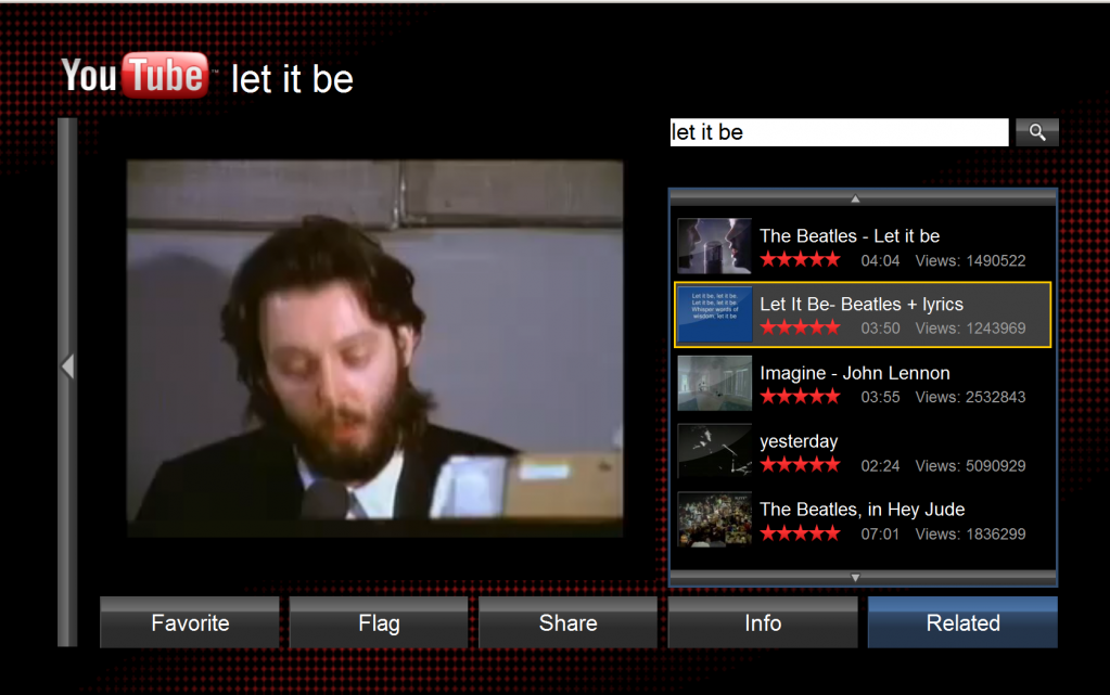 We watched the famous video 'Let It Be - The Beatles' on the new YouTubeXL