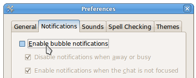 Uncheck the"Enable Bubble Notifications" option