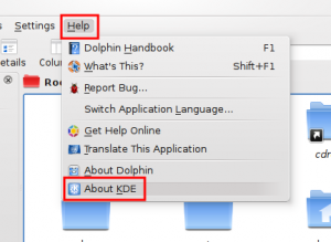Here I am checking the KDE version through Dolphin