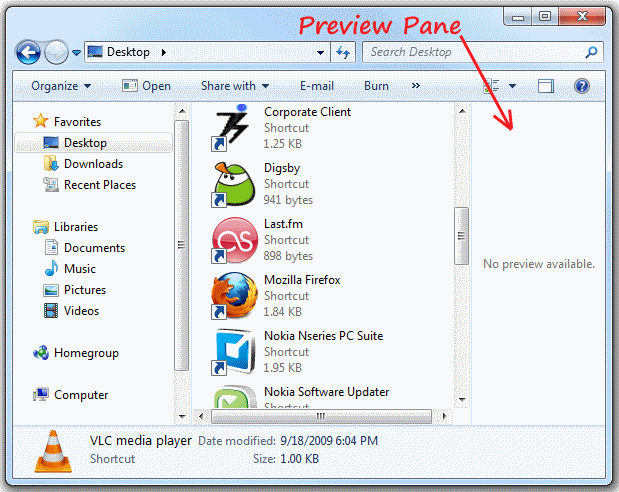 Preview Pane in Windows 7
