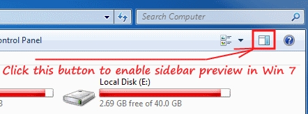 Enable File Preview in Windows 7 Sidebar