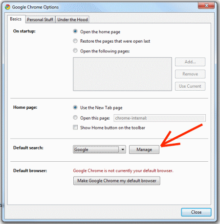 Chrome Manage search engines