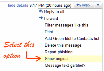 gmail headers show more options