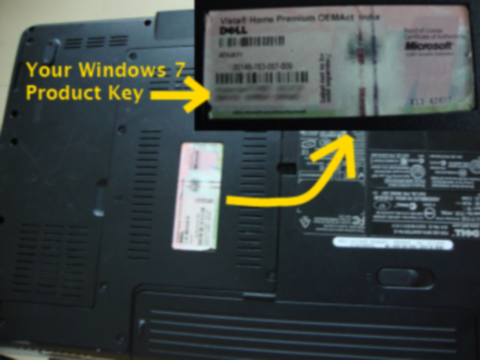 Windows 7 Product Key sticker label