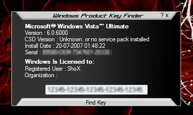 Windows Product Key Finder (Windows 7, Vista, XP)