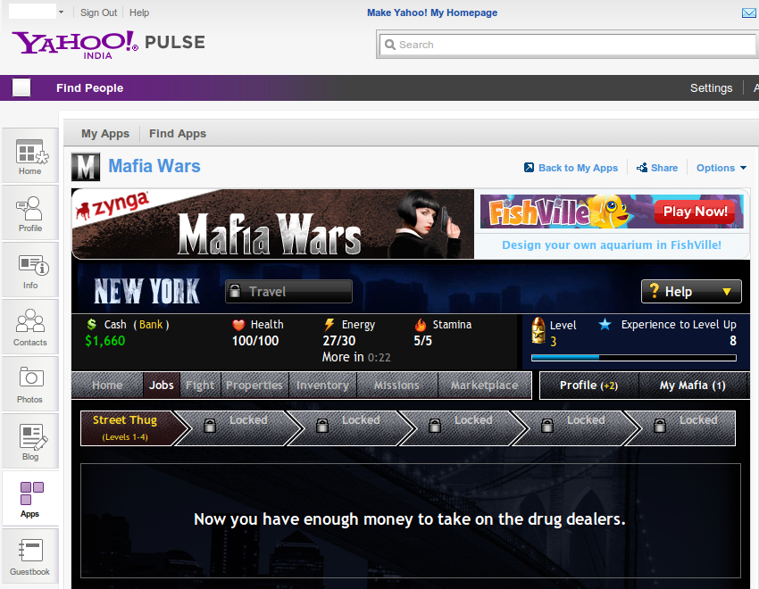 Mafia Wars on Yahoo Pulse