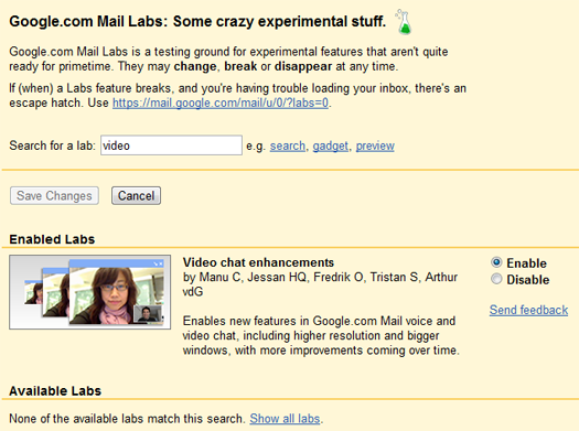 GMail Labs Search