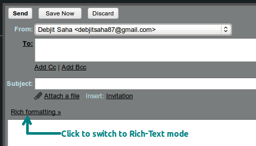 GMail switch to rich text mode