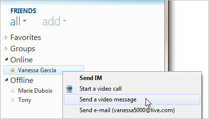 Windows Live Messenger: Send Video message to your friends