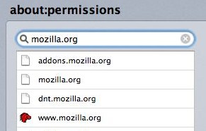 Firefox 5 - about:permissions
