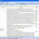 Facebook Wall Feed posts shown in a spreadsheet / excel format