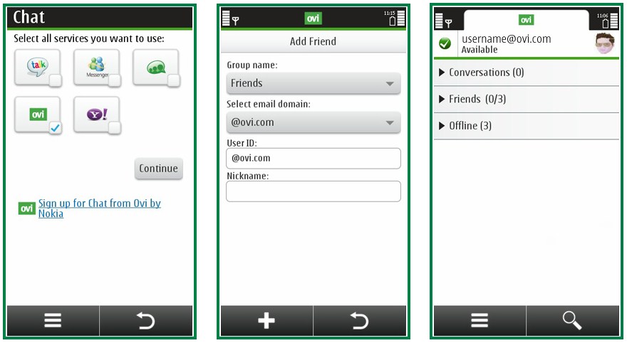 Various App Screen-Shots: IM For Nokia