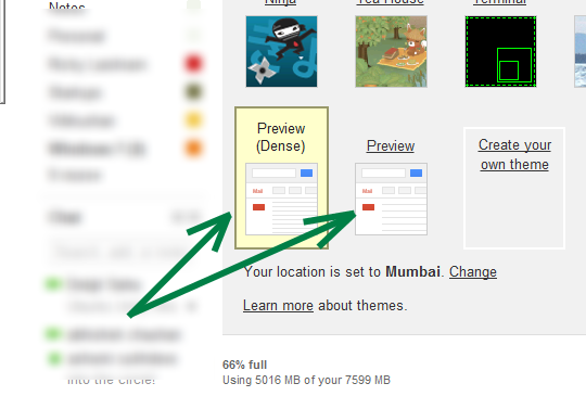 New Preview and Dense Preview themes in GMail