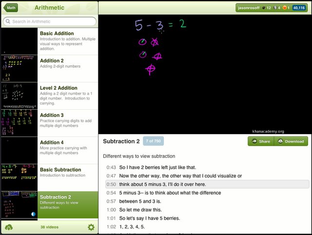 Khan Academy iPad App using jQuery Mobile - Screenshot 1