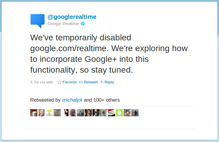 Google has disabled realtime search