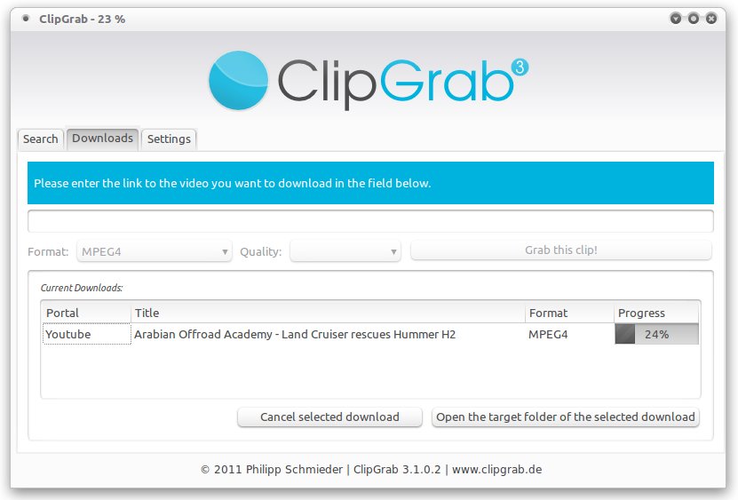 ClipGrab - check the download progress of the video