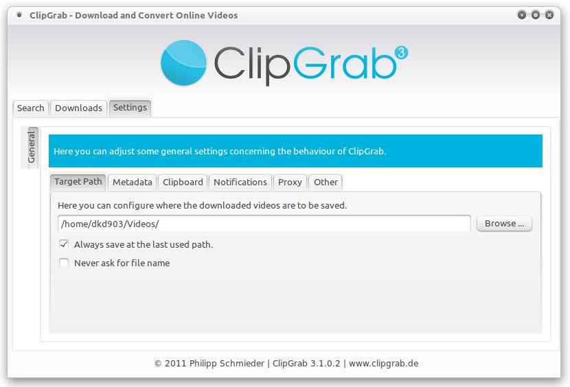 ClipGrab - settings page