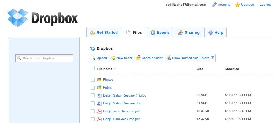 Dropbox File Lists