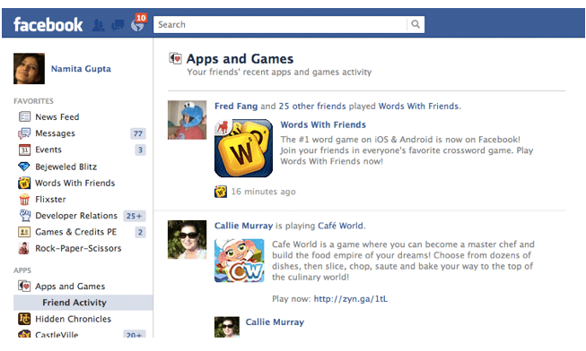 Facebook plans to launch a Games only activity feed