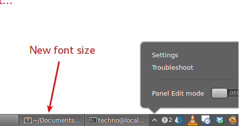 Cinnamon Desktop Panel Font Size