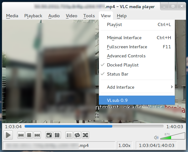 Open VLSub extension in VLC Media Player