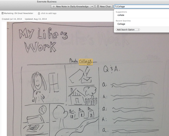 Evernote search through handwritten notes & images